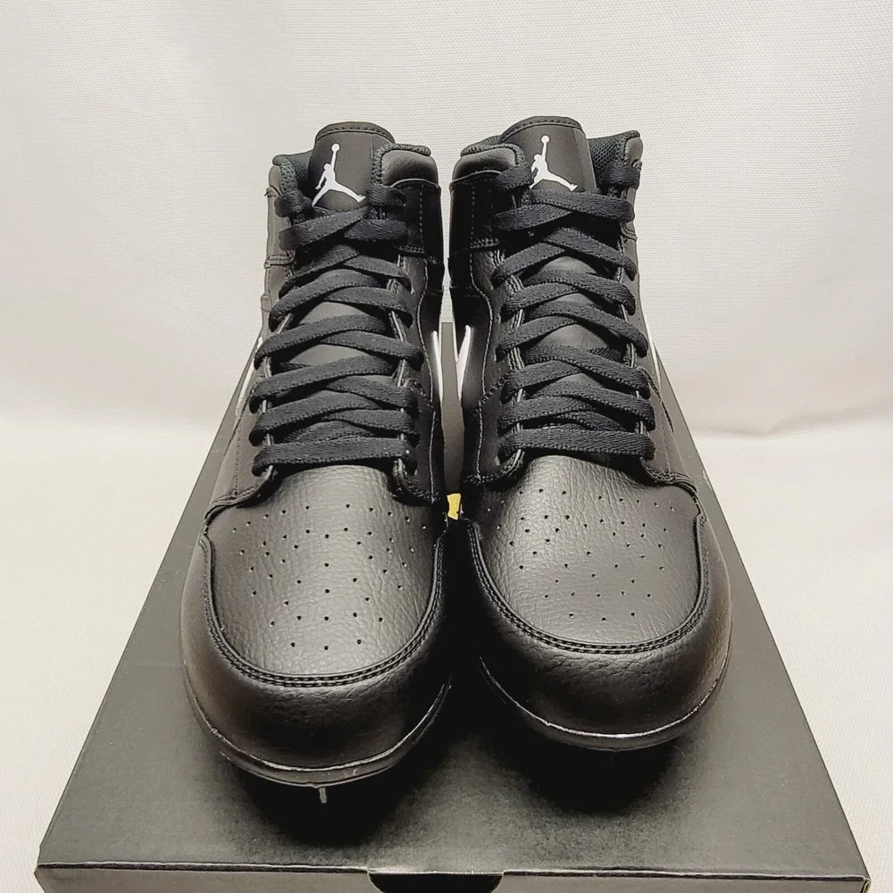 Air Jordan 1 Mid TD Football‎ Cleats Men's Size 10 Black White Swoosh FJ6805-001